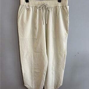 Cream Drawstring Jogger Pants